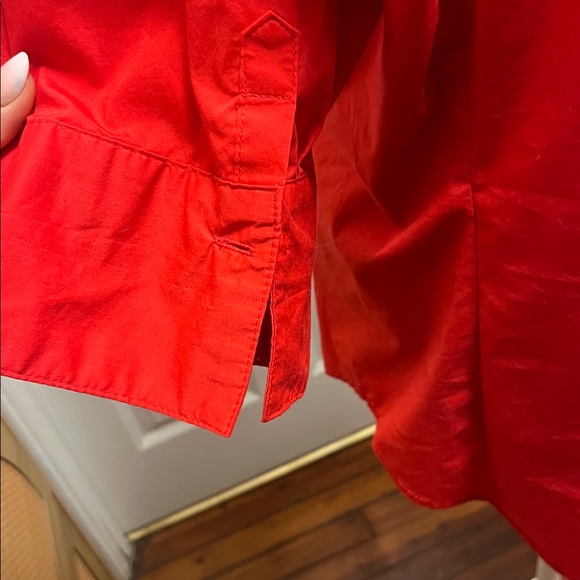 New York & Company Red Button Down Shirt - Picture 4 of 7